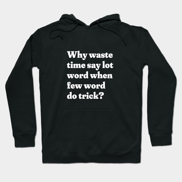 Why waste time say lot word when few word do trick? Hoodie by BodinStreet